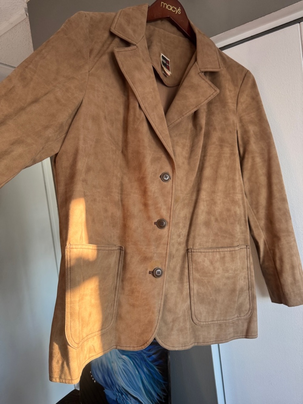VINTAGE 70s Ample Jacs California Brushed Suede Style Cotton Jacket Groovy Retro - Picture 2 of 11